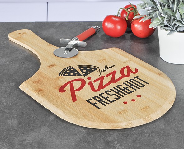 B-Ware Pizzabrett zum Servieren - für 30cm Pizzen - 53,5x30,5x0,9cm Bambusholz - Pizza Schieber
