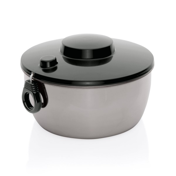 Salatschleuder aus Edelstahl - Kunststoffdeckel mit Zugseil - 24cm