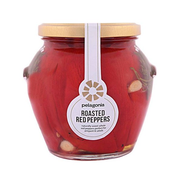Pelagonia - Roasted Red Peppers 560g - Geröstete rote Paprikastreifen als Antipasti - mit Knoblauch