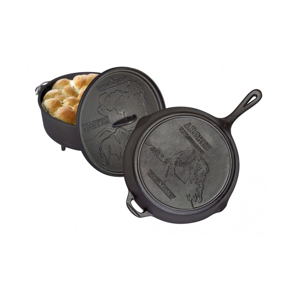 Camp Chef "NATIONAL PARK KIT" Gusseisen-Set 12" (30cm) Feuertopf + 12" (30cm) Feuerpfanne