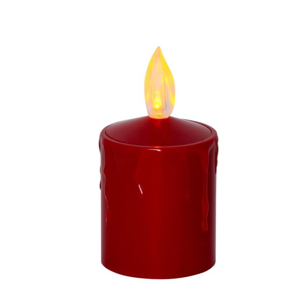 LED Kerze Paula - Grabkerze - Grablicht - flackernd - H: 11,5cm - Lichtsensor - für Außen - rot