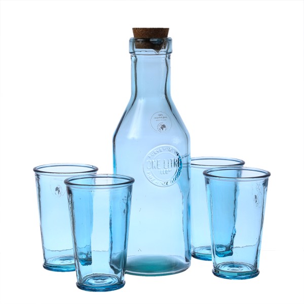 Gläser-Set - Karaffe und 4 Trinkgläser - spülmaschinenfest - Glas - 5-teilig