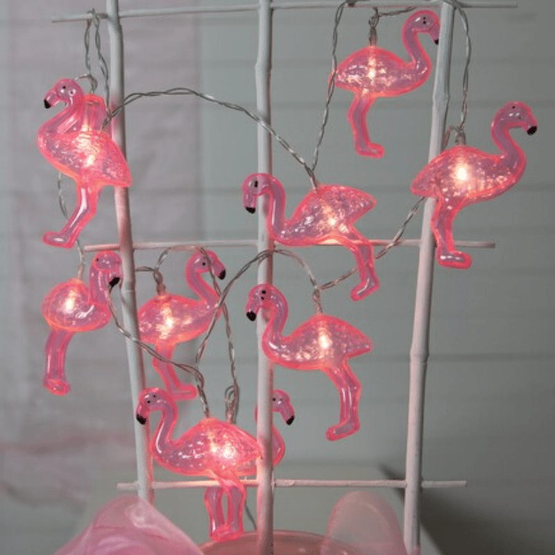 LED Lichterkette Flamingo 10 pinke Flamingos warmweiße LED
