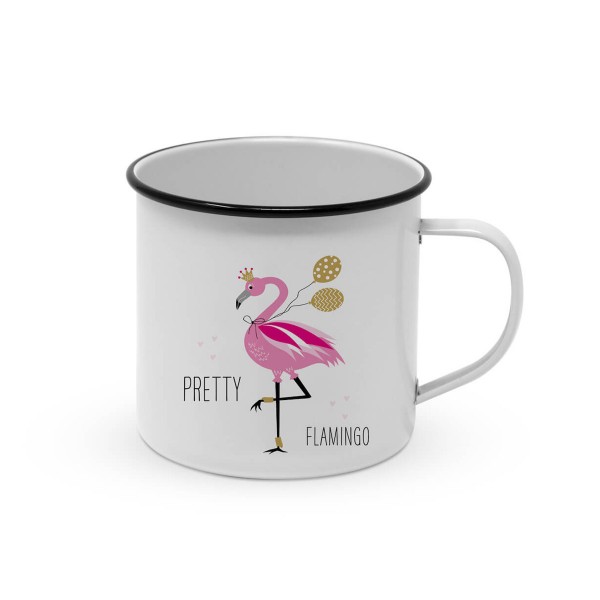 Metallbecher "Pretty Flamingo" - 400ml Campingbecher