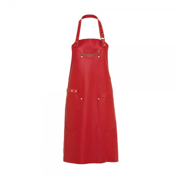 Feuermeisterin Premium Leder Back- und Kochschürze Rot mit 2 Taschen