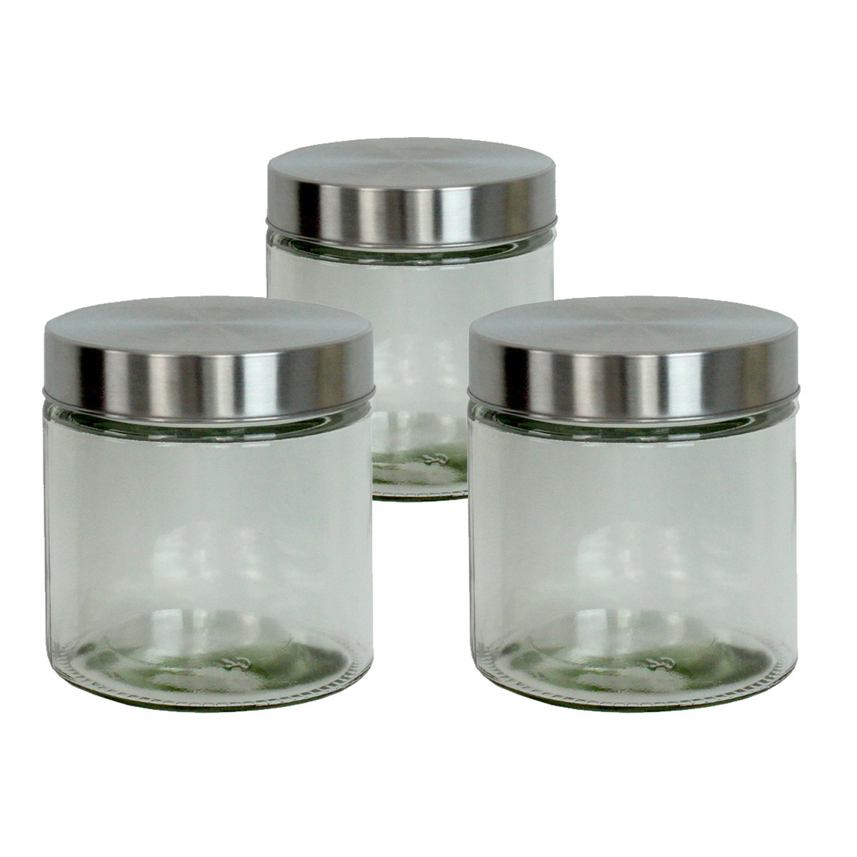 GAUMENKICK Vorratsdose S - Glas mit Edelstahldeckel - 0,85 Liter - D: 11cm - H: 12cm - 3er Set