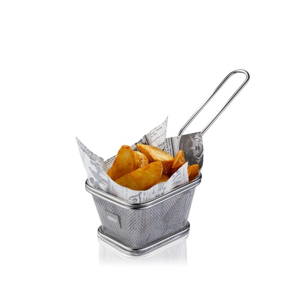 Mini Servierkorb BBQ - klein - für Pommes, Kartoffelwedges, Zwiebelringe, Grillgemüse, Shrimps