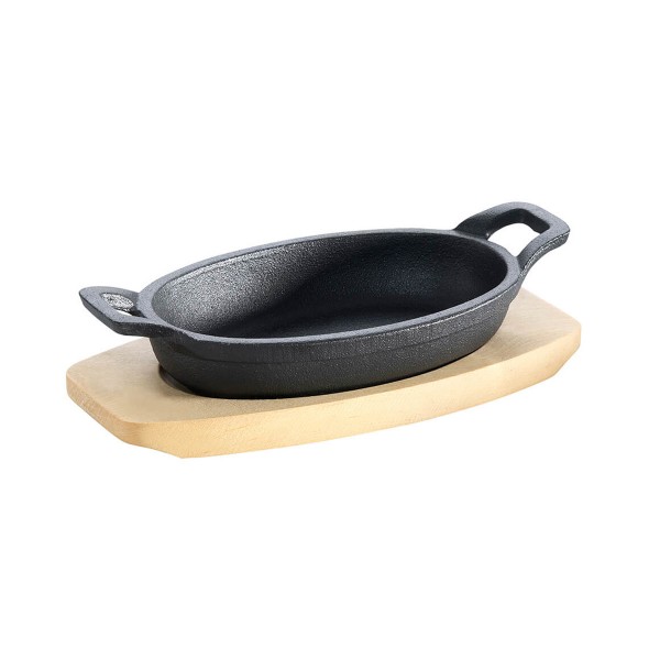 Feuerpfännchen 21 x 15,5 cm mit 2 Henkel - Gusspfanne aus hochwertigem Gusseisen - Servierpfanne