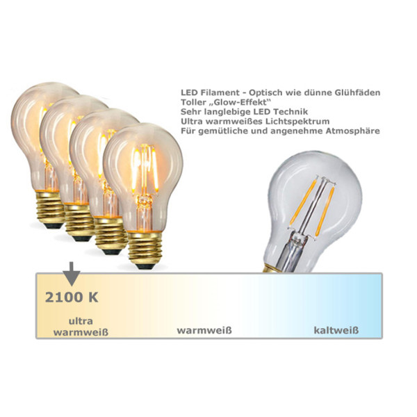 Illu-/Partylichterkette 10m - Außenlichterkette weiß - Made in Germany- 30 Edison LED Filamentlampen