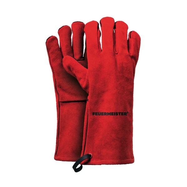 Feuermeister Premium BBQ Grillhandschuhe aus Spaltleder in Rot Größe 8