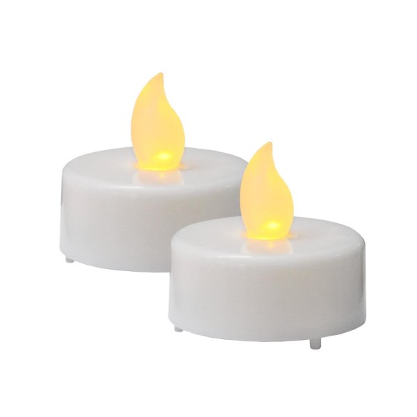 LED Teelichter - warmweiß flackernde Flamme - inkl. Batterien - D: 4cm - H: 4cm - weiß - 2er Set