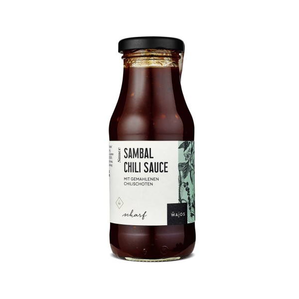 Wajos Sambal Chili Sauce - gemahlene Chilischoten - würzig, kräftig, scharf - 0,245l