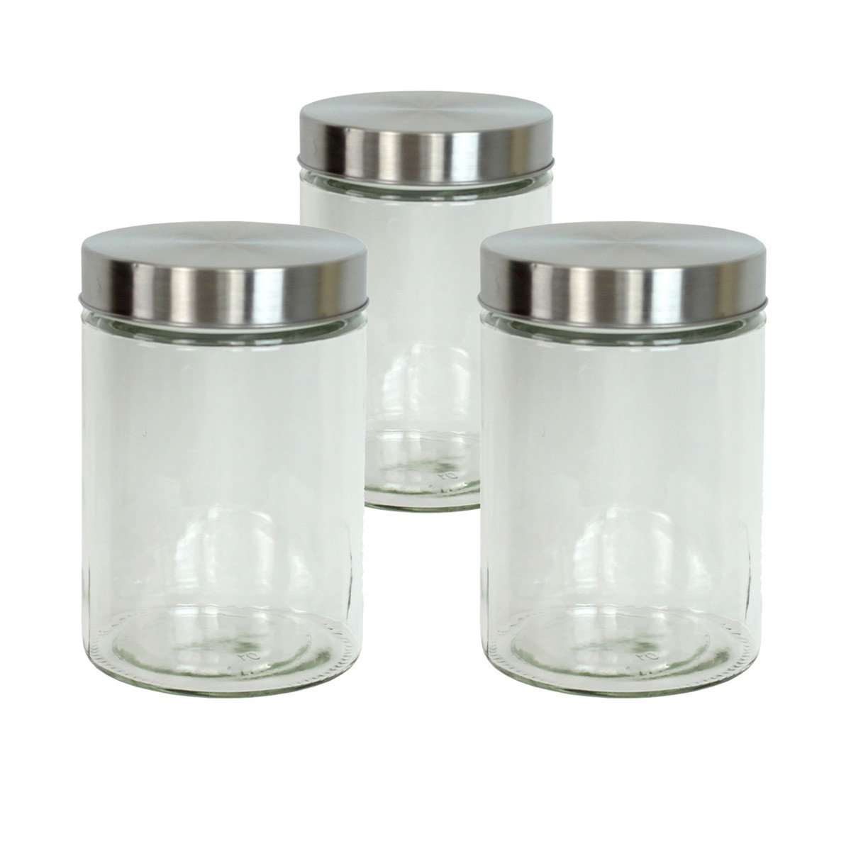 GAUMENKICK Vorratsdose M - Glas mit Edelstahldeckel - 1,25 Liter - D: 11cm - H: 17cm - 3er Set