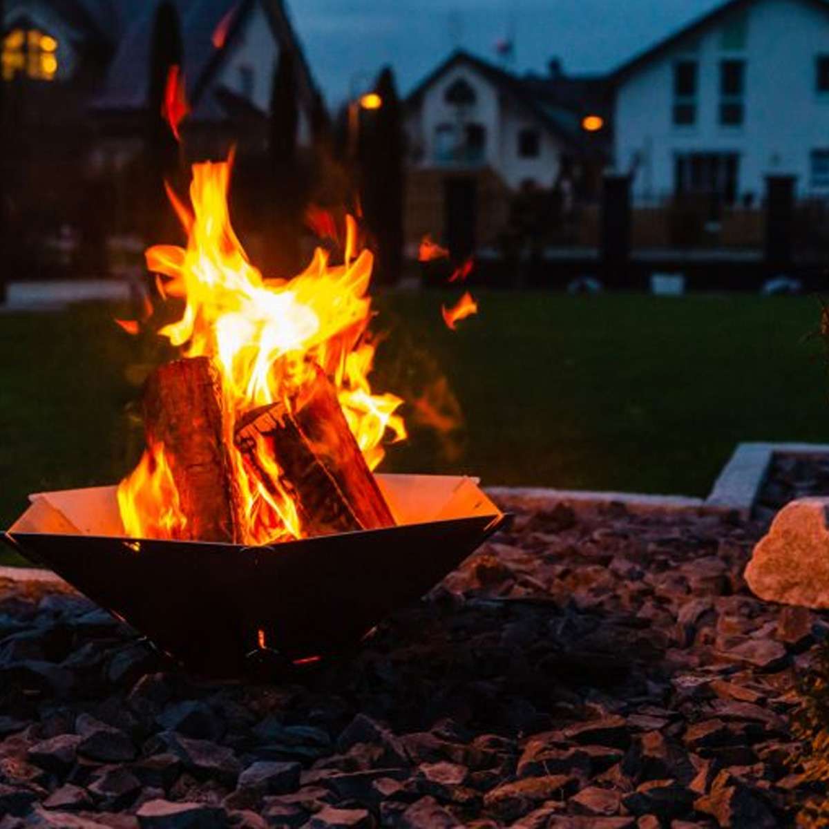 FENNEK Hexagon - Feuerschale zum Stecken aus 100% Edelstahl - 59x50x18