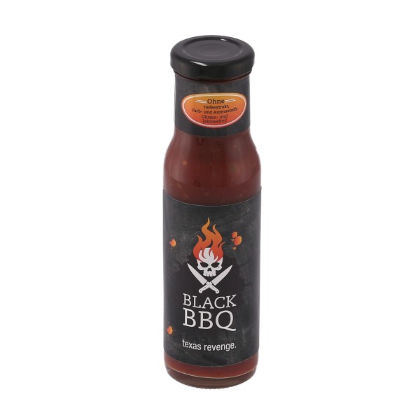 Black BBQ Texas Revenge - Himbeer BBQ mit leckerer Schärfe - 240ml Flasche