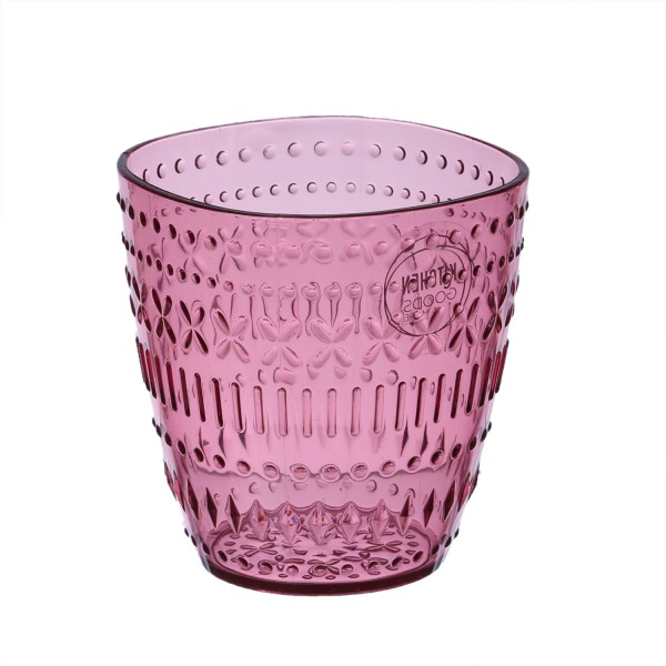 Trinkglas - Becher - lebensmittelecht - Kunststoff - 345ml - mit Muster - pink