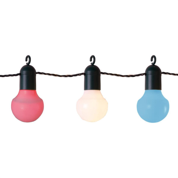 LED Party Lichterkette - 20 bunte LED - L: 5,7m - grünes Kabel - pastelfarben - für Innen/Außen