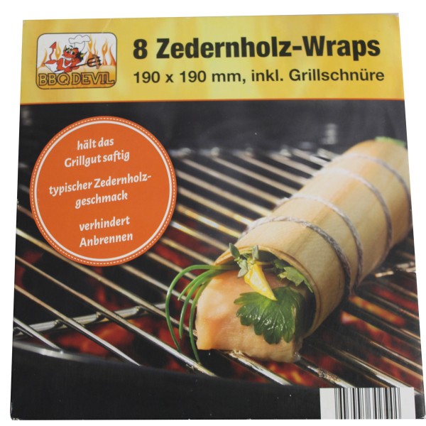 Zedernholz Wraps - 19 x 19cm - Raucharoma - 8er Set