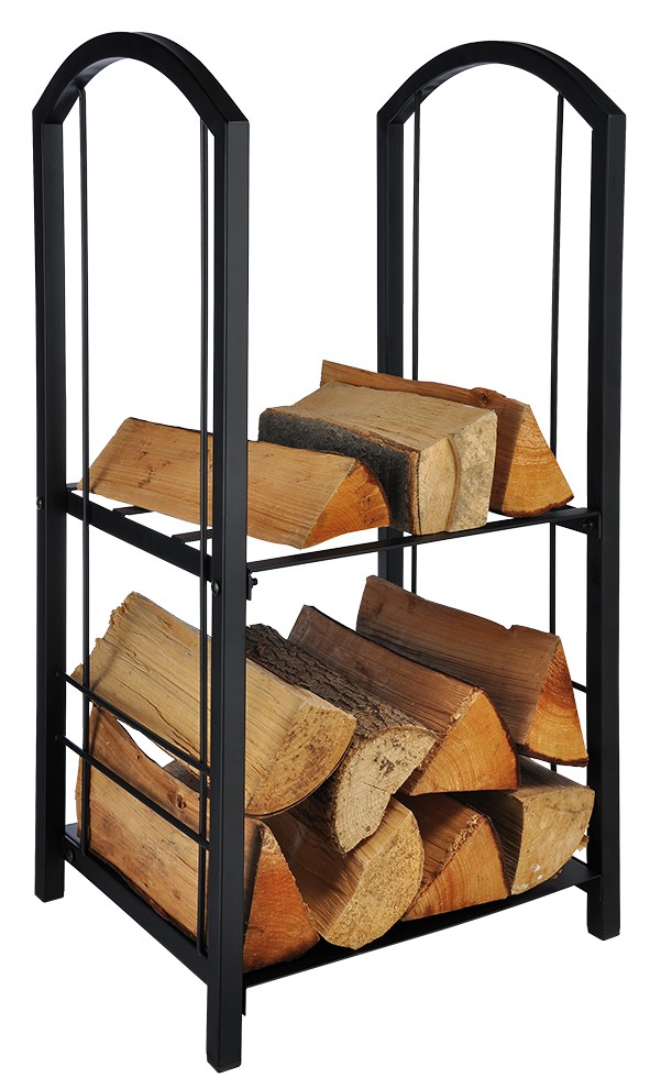 GRILL-EXPERTE.de Kaminholzhalter in Regalform - stabile Metallkonstruktion - 2 Lagen Brennholz