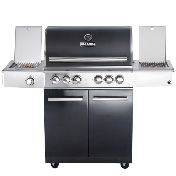 CHEF L Paket C - Basis black, 4 Brenner, Backburner, Seitenkocher, Steakzone, BBQ Paket