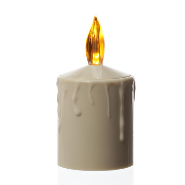LED Kerze - Grabkerze - Grablicht - H: 11,5cm/D: 6cm - Sensor - für Außen - bis 500h - beige