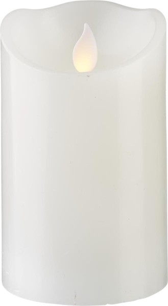 LED Stumpenkerze TWINKLE - bewegte, warmweiße LED Flamme - H: 12,5cm, D: 7,5cm - Timer - weiß
