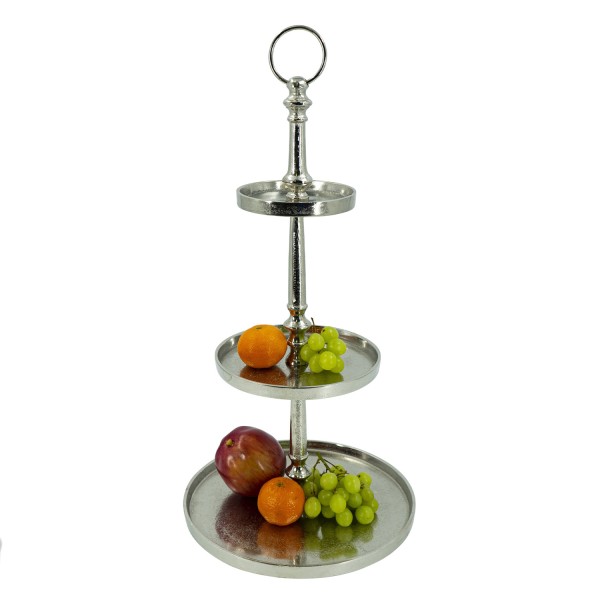 Etagere - Aluminium - 3 stöckige Servierplatte - H: 51m - silber