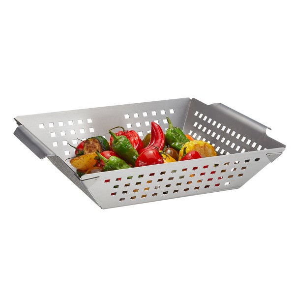 Grillschale BBQ Edelstahl hoch - 33x28x7,5cm - Garkorb