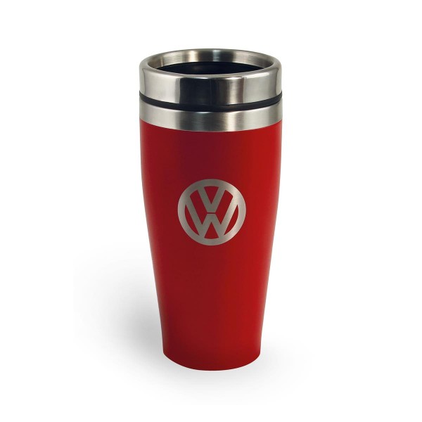 Thermobecher 400ml "VW Volkswagen rot" - Anti-Rutsch Boden - Doppelwandig - 18/8 Edelstahl