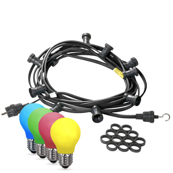 Illu-/Partylichterkette 40m - Außenlichterkette - Made in Germany - 60 x bunte LED Tropfenlampe