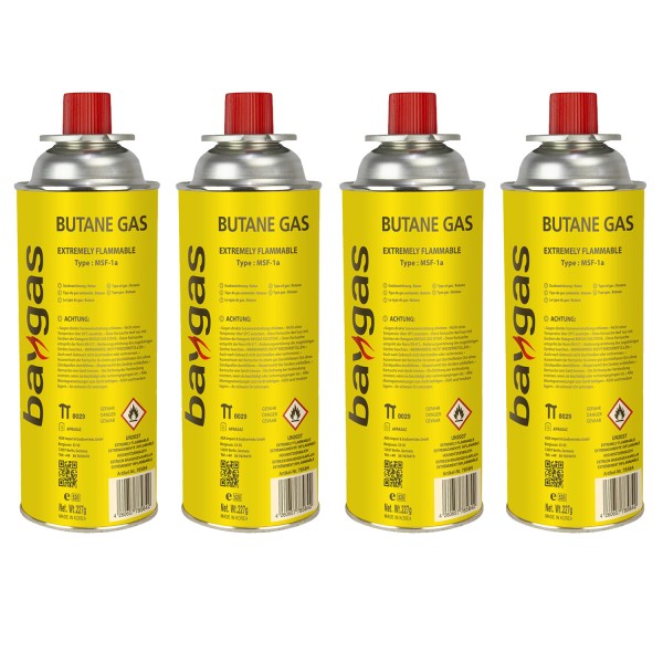 4 x Bajonettkartusche (Korea) Butangas 227g Gaskartusche gelb MSF-1A