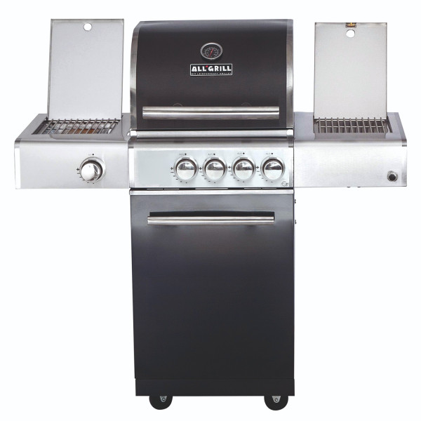 CHEF S Paket H - Basis black 2 Brenner, Backburner, Seitenkocher, Steakzone, Grillplatte, AIR SYSYTE