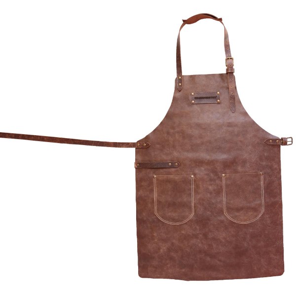 FEUERMEISTER® Lederschürze in Antikleder Farbe Cognac mit 2 Taschen Größe 2