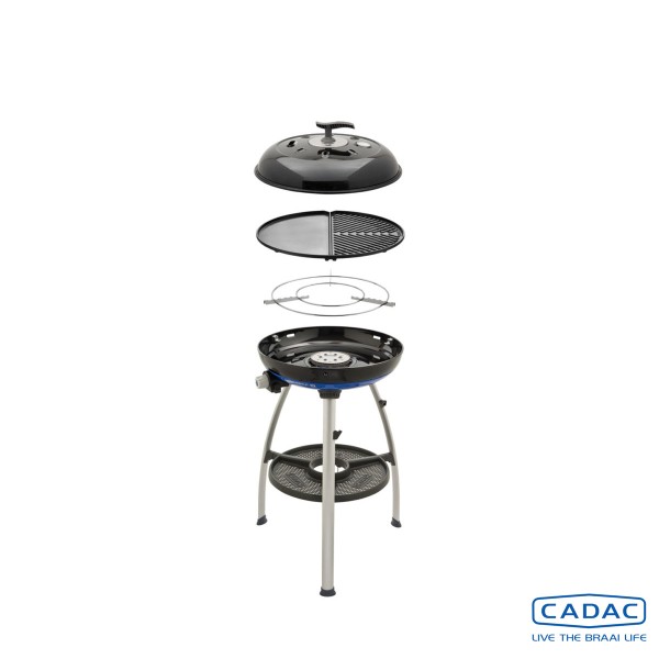 CADAC Carri Chef 50 BBQ / PLANCHA - 50mbar - mobiler Gasgrill - Grillplatte/Plancha - Deckel