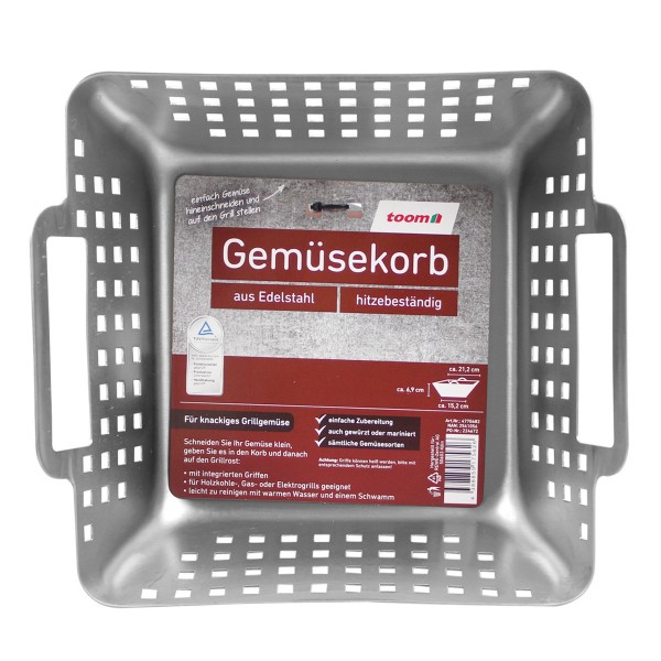 Gemüsekorb - Grillschale - H: 6,9cm - Edelstahl