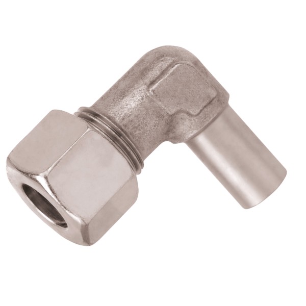 Einstellbare 90° Winkel-Verschraubung RVS10 x RST10 - für 10mm Gasrohre