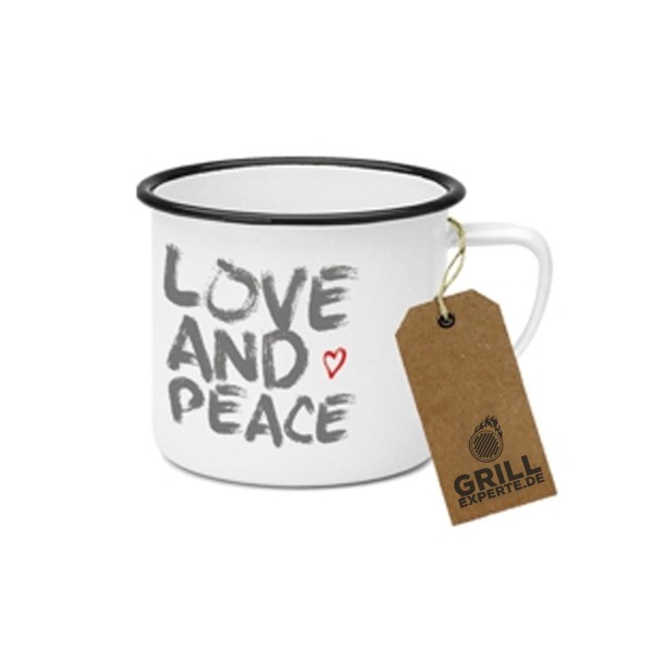 Metallbecher "Love and Peace" - 400ml Campingbecher