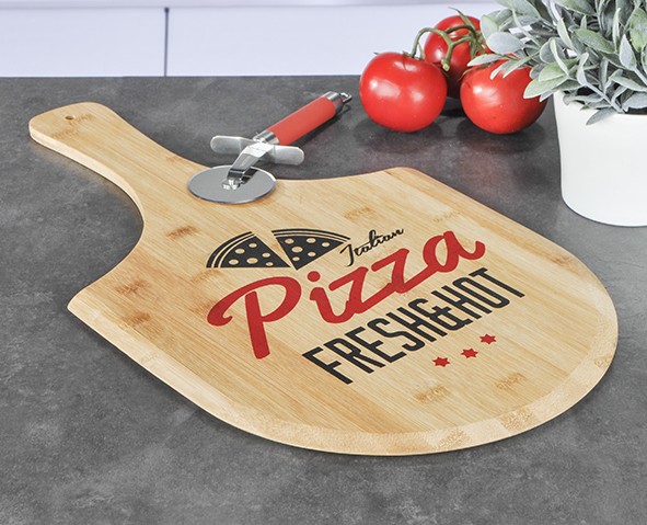 Pizzabrett zum Servieren - für 30cm Pizzen - 53,5x30,5x0,9cm Bambusholz - Pizza Schieber