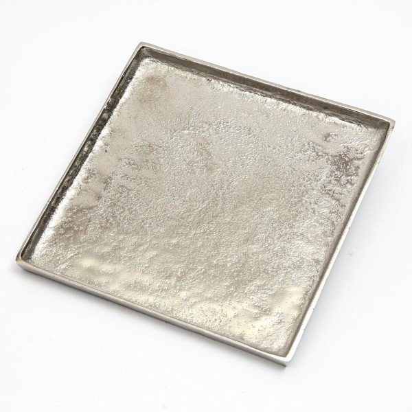 Tablett - Dekoteller - quadratisch - Aluminium - ohne Griffe - L: 25,5cm - silber