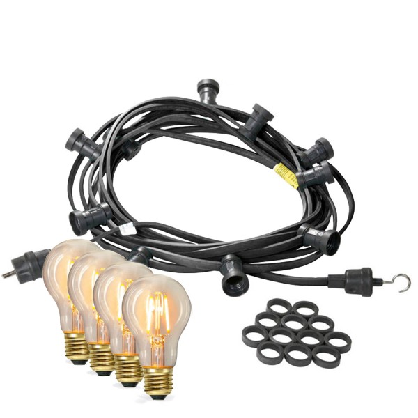Illu-/Partylichterkette 5m - Außenlichterkette - Made in Germany - 5 Edison LED Filamentlampen