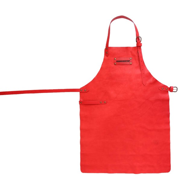 FEUERMEISTER Lederschürze in Antikleder Farbe Rot mit 2 Taschen Größe 3