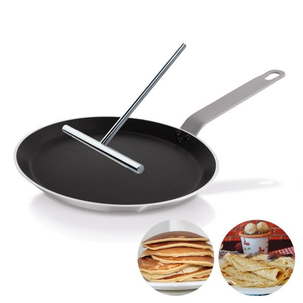 Crepes SET Pfanne 26cm - Eisen/Alu - mit PTFE Antihaftbeschichtung + Teigverteiler