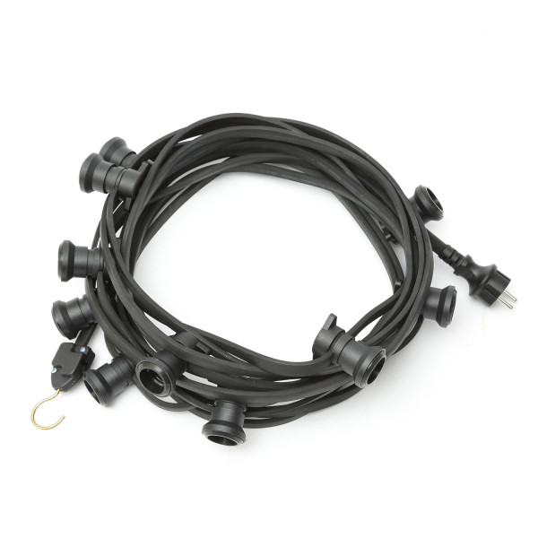 Illu-/Partylichterkette 20m - Außenlichterkette schwarz - 20x E27 Schraubfassung