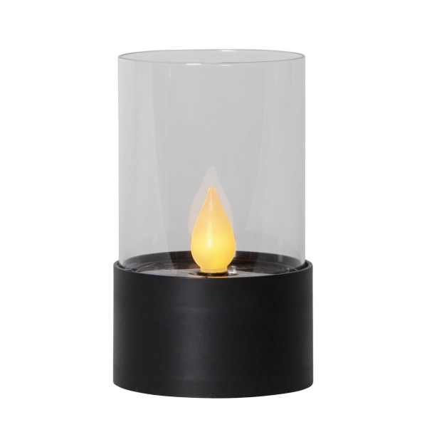 LED Solar Kerze - warmweiße Flamme - H: 14cm - D: 8,5cm - Dämmerungssensor - für Außen