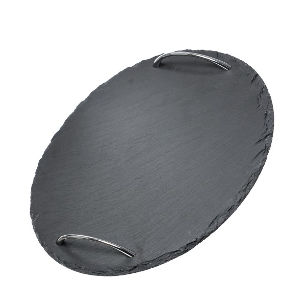 Servierplatte SCHIEFER - Schieferplatte - rund - D: 25cm - schwarz