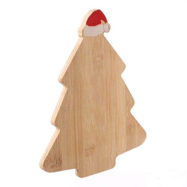 Schneidebrett Tannenbaum mit Mütze - Vesperbrett - Holz - mit Griff - L: 24,6cm - B: 20cm - natur