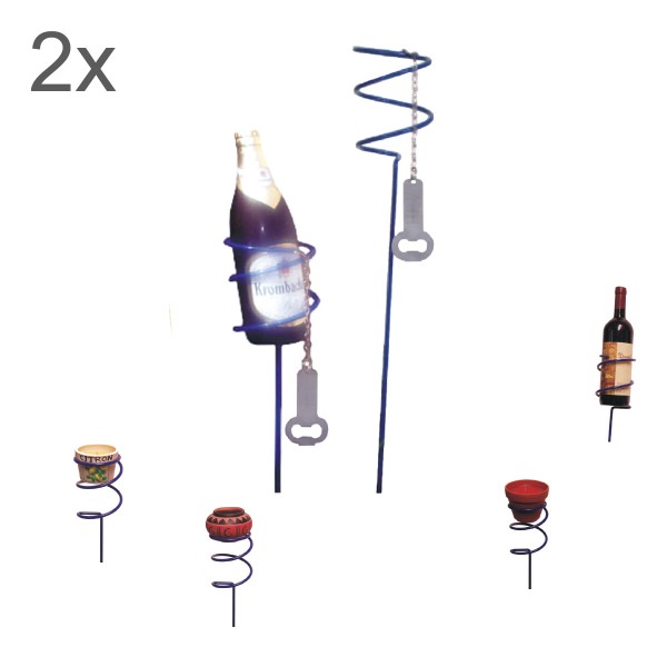 2er Set Bierflaschenhalter SPIRAL - inkl. Flaschenöffner - 100cm