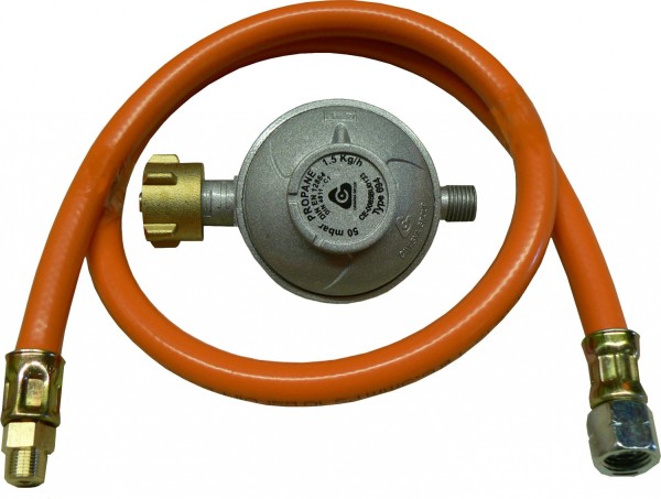 TGO Anschlußgarnitur, 7/16“L, 50mbar - Gasregler mit 100cm Schlauch