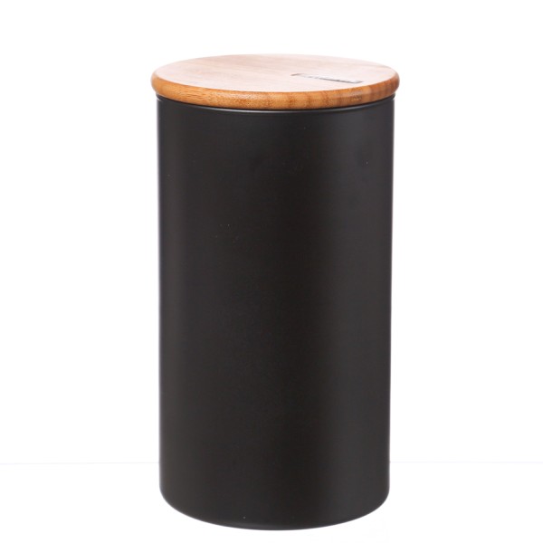 Vorratsdose L - Vorratsglas mit Bambusdeckel - 1,5 Liter - D: 11cm - H: 20cm - schwarz