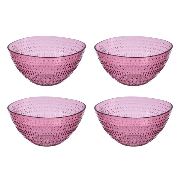 Schale - Müslischale - lebensmittelecht - Kunststoff - D: 14cm - 630ml - mit Muster - pink - 4 Stück
